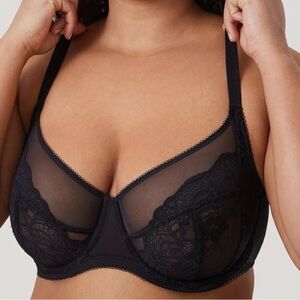 DELIMIRA Women's Lace Bra Plus Size Full Coverage Underwire Sexy Unlined Bras